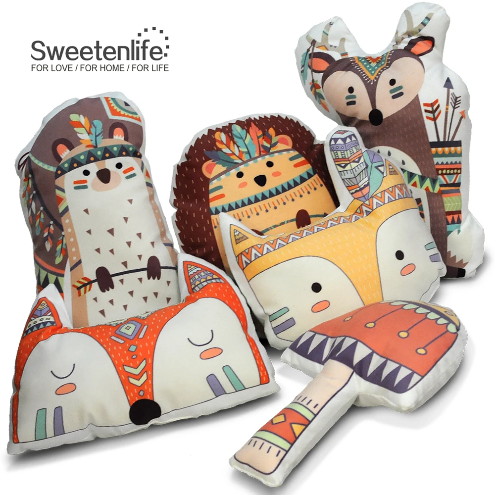 

Sweetenlife Cartoon Throw Pillows Fox Mushroom Hedgehog Pattern Decorative Pillows Soft&Cozy Eco-Friendly Sofa Cushion Wholesale