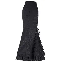 Женская юбка-русалка в стиле панк в стиле ретро винтажная длинная облегающая гофрированная юбка-рыбий хвост rokken vrouwen knielengte# VC30