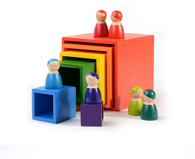 Детские игрушки большие 12 шт. Радужный укладчик деревянные игрушки для детей креативные радужные строительные блоки Монтессори обучающая игрушка для детей