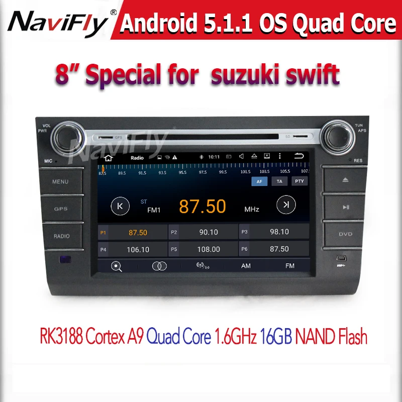  HD 1024*600 8" Quad Core Android 5.1 suzuki swift 2004 2005 2006 2007 2008 2009 2010 Car Audio Multimedia player +free map 
