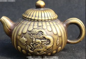 

Marked China Antique Pure Bronze Dragon Dagons Animal Wine Tea Pot Flagon Kettle