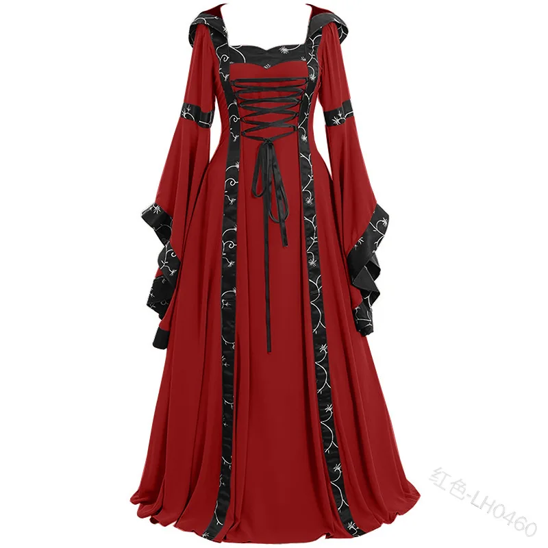 

Victorian Witch Halloween Costume for Women, Vintage Adult Deluxe Hooded Vampire Medieval Renaissance Gown Dress