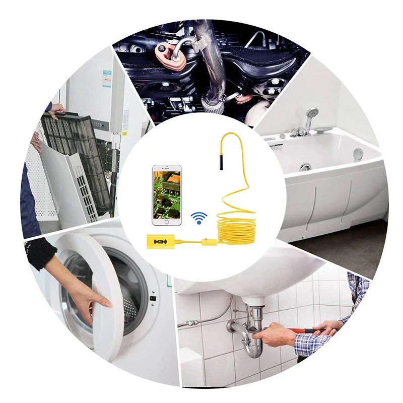 Prostormer 8mm Wifi Endoscope Camera 1200P Hardwire Borescope For iphone Android Phone 2 3.5 5 10M Waterproof Inspection Camera