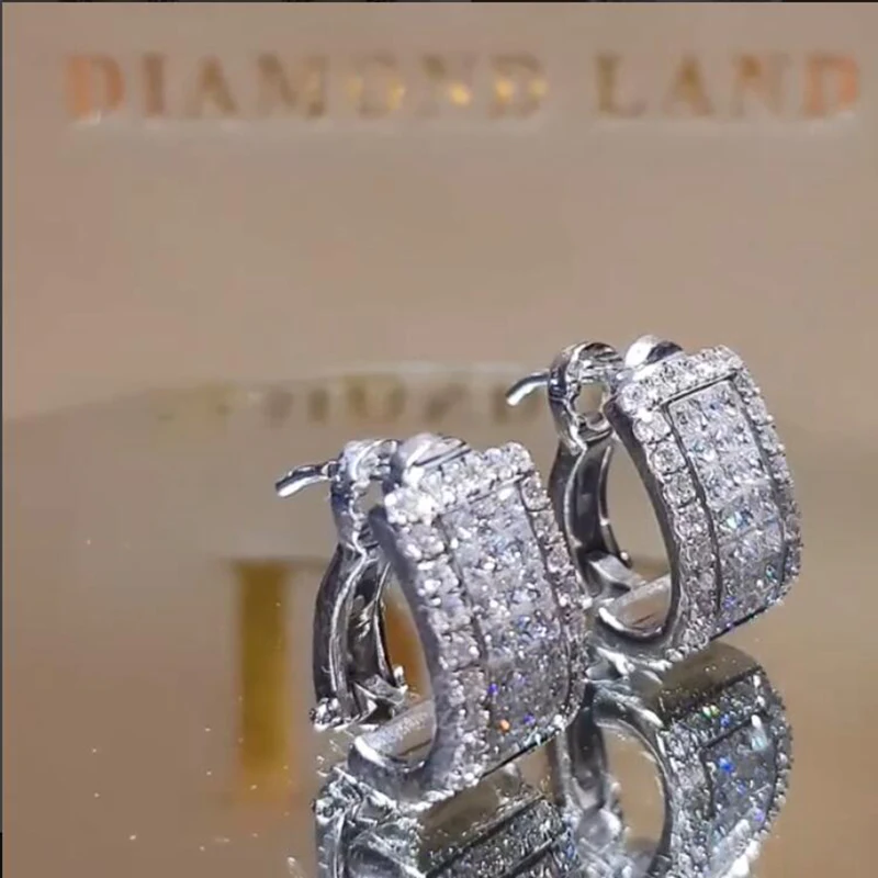 Высококачественные серебряные серьги-гвоздики с кристаллами для женщин, очаровательные ювелирные изделия, романтические циркониевые геометрические серьги праздничные подарки L5Q957