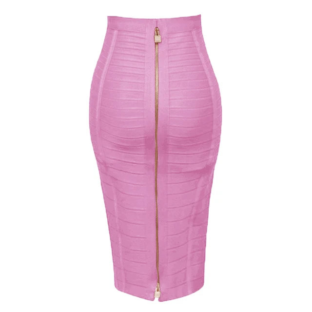 US $16.88 12 Colors Plus Size XL XXL Sexy Solid Zipper Orange Blue Black Bandage Skirt Women Elastic Bodycon 
