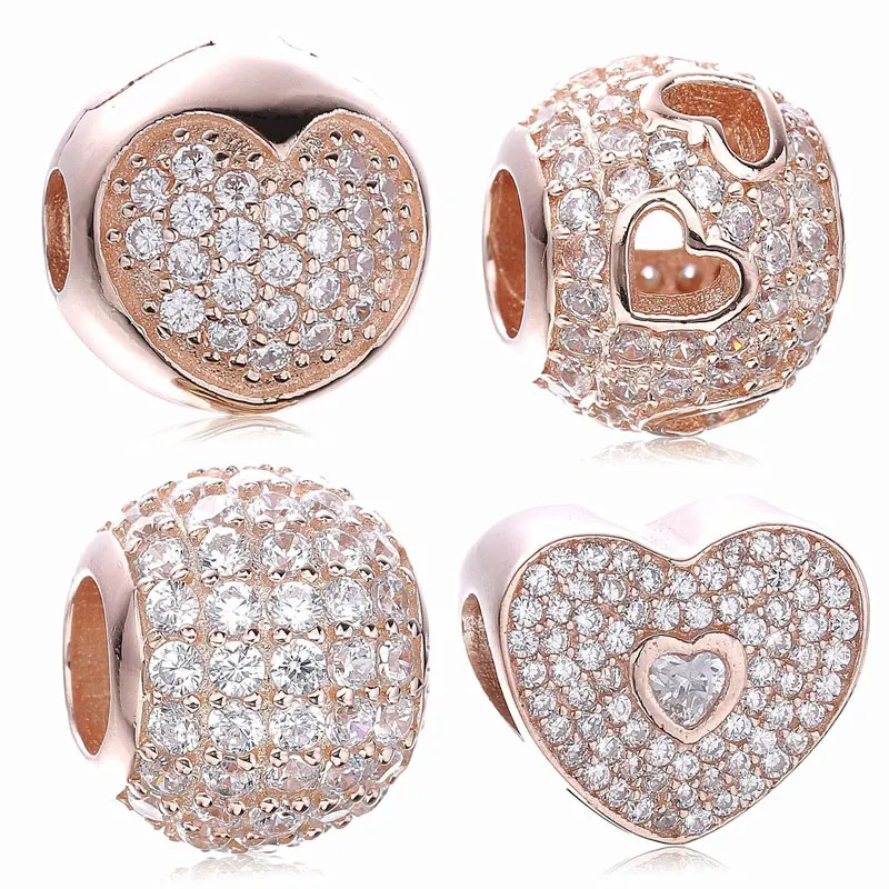 Buy 2017 New autumn rose gold color clip pave heart