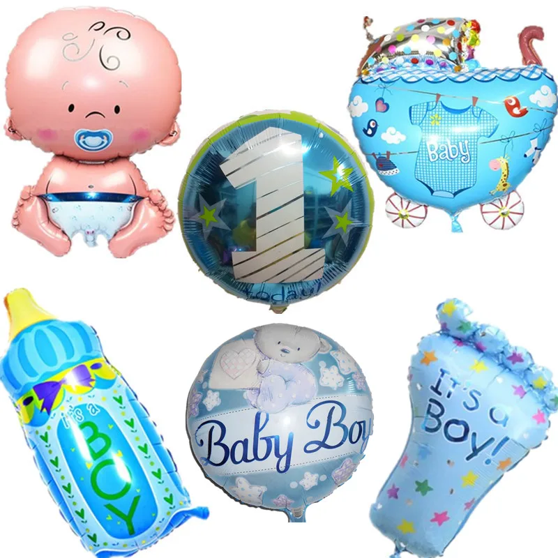 Baby Shower Air Balloons 1th Birthday Party Decoration Foil Balloons Baby Girl  Boy Happy Birthday Helium balls globos 6pcslot