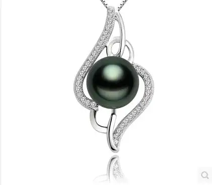 

Eternal wedding Women Gift word 925 Sterling silver real Natural Tahiti pearl powder pearl pendant pearl bag mail to send his gi