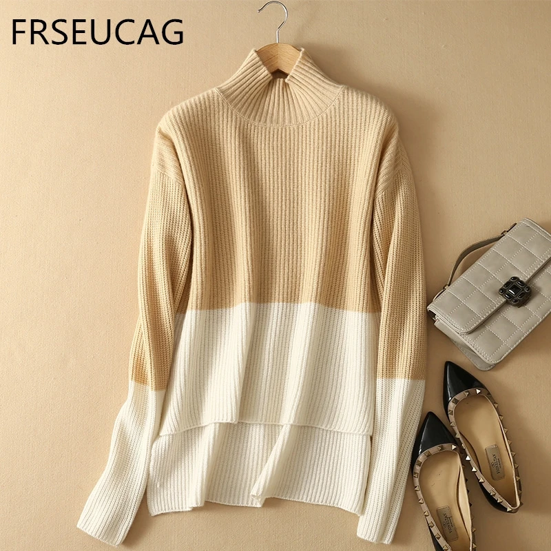 

Women's Turtleneck Sweater Computer Knit Long Sleeve Loose Comfort Cashmere Sweater Women's Fall Winter Premium Designer Pullove