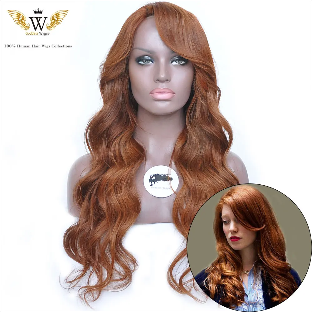 6A 150 Density Glueless Remi Hair Wigs Ombre Glueless Copper Lace Front