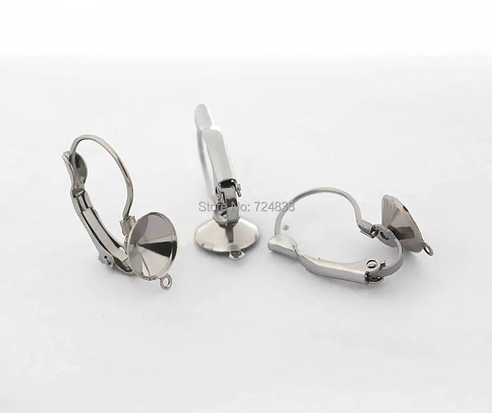 Blank Stainless Steel Ear Wire Clip Hook Earrings Settings with a Loop Circle Bezel Rivoli Stones Cabochons Bases DIY Findings | Украшения