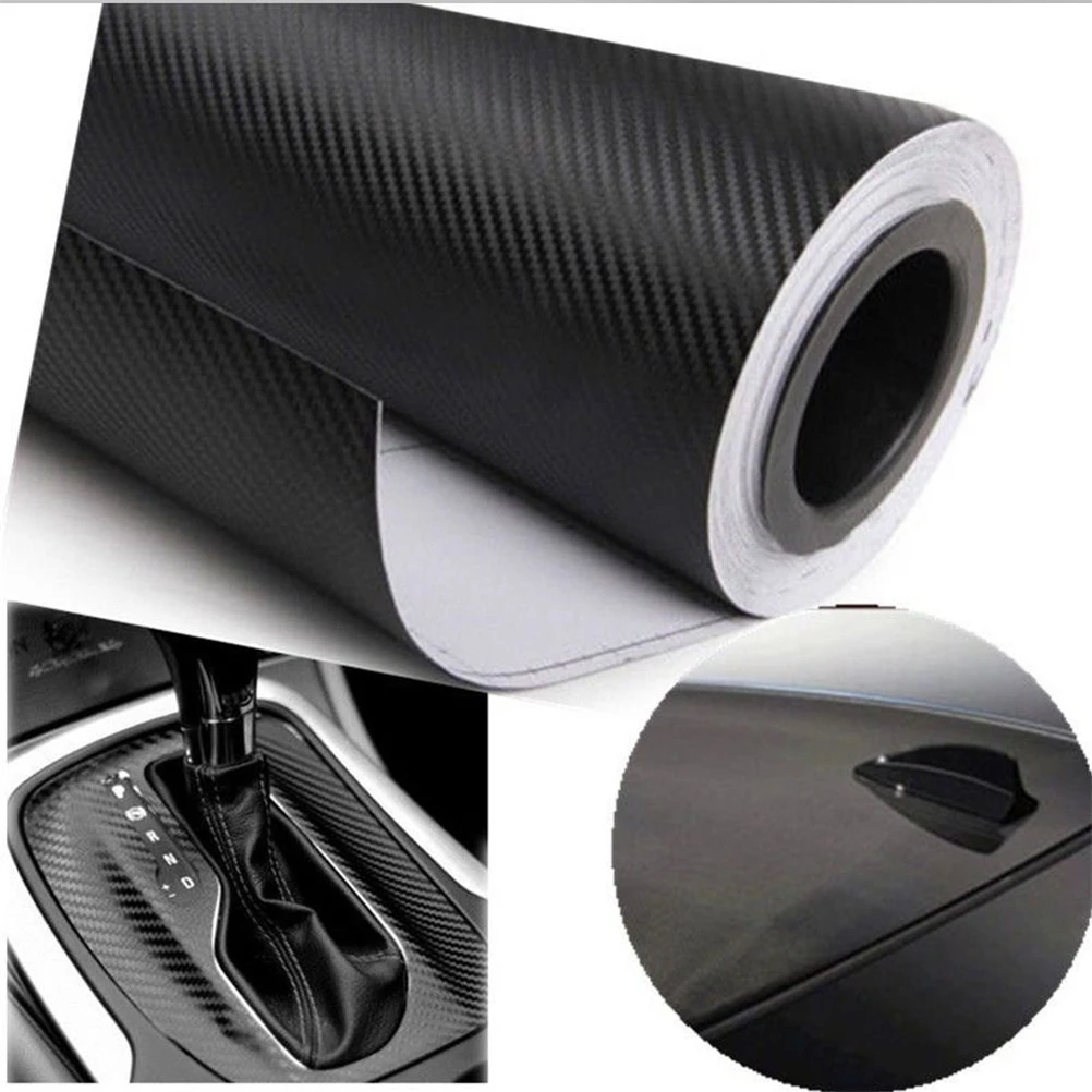 

1 Pcs 3D Carbon Fiber Vinyl Car Wrapping Foil Carbon Fiber Car Decoration Sticker Black Car Styling 30cm*127cm