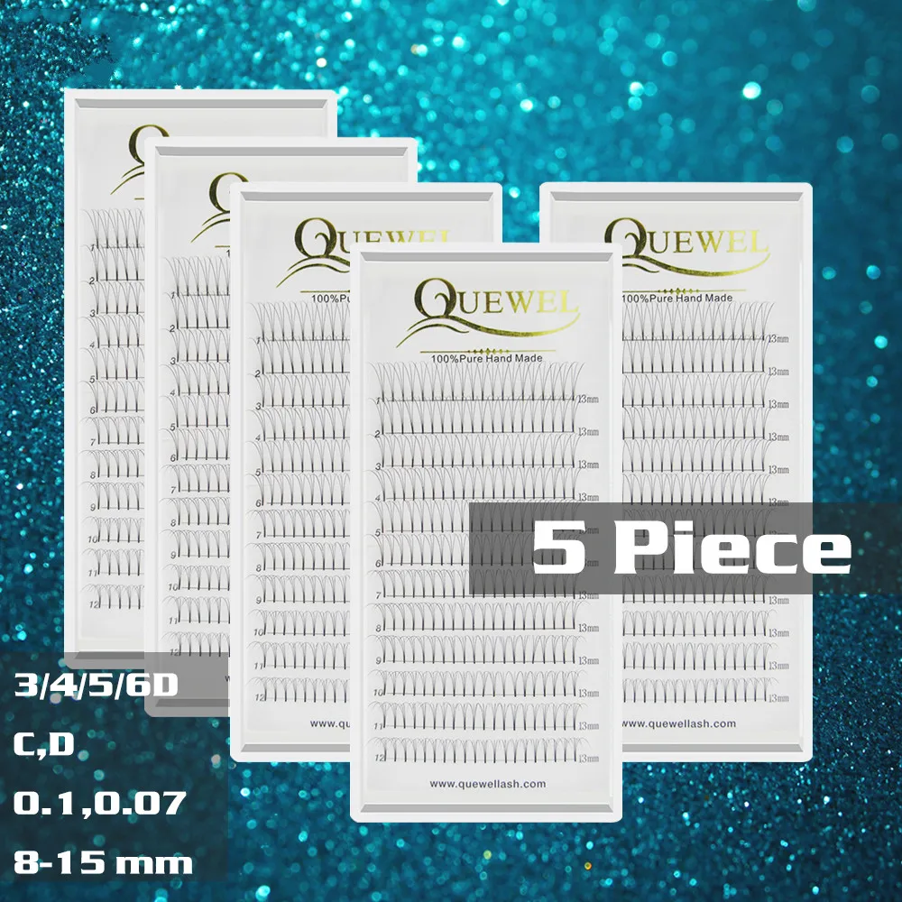 

5 Pieces Fans Lashes Russian Volume Professional Premade Volume Eyelash Extensions Eyelash Extension Quewel 3D-6D 0.07/0.1 mm