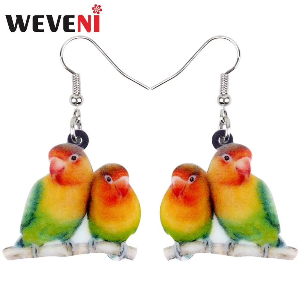 Weveni Akrilik Lucu Afrika Fischer Lovebird Burung Beo Anting