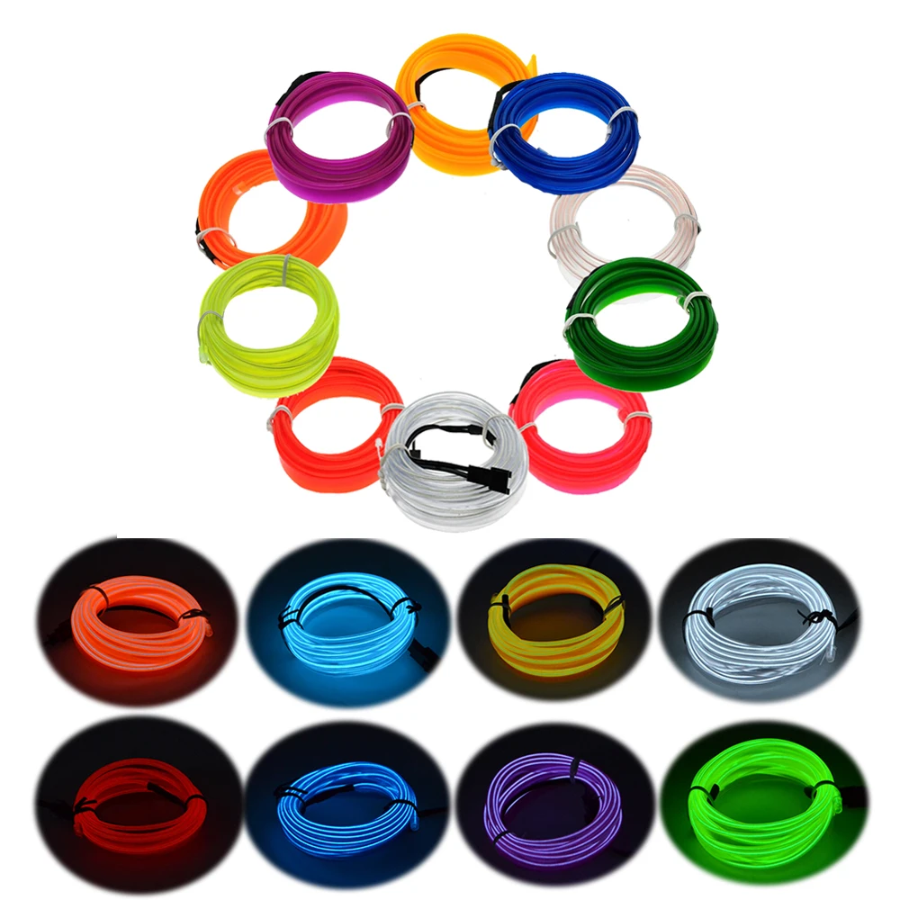 

Car EL Wire Neon Lights Dance Festival led strip EL lights With 2.3 MM with 6 MM sewing edge Car light
