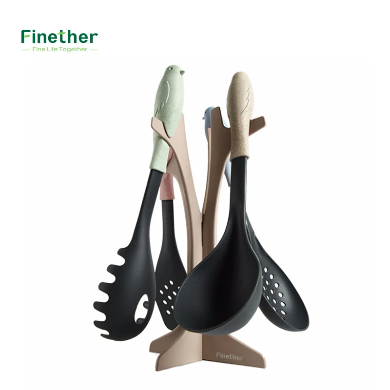 

Finether Brand Wheat Straw 4-Piece Kitchen Utensil Set with Stand Holder Kitchen Tools Utensil and Equipment Kitchen Tool