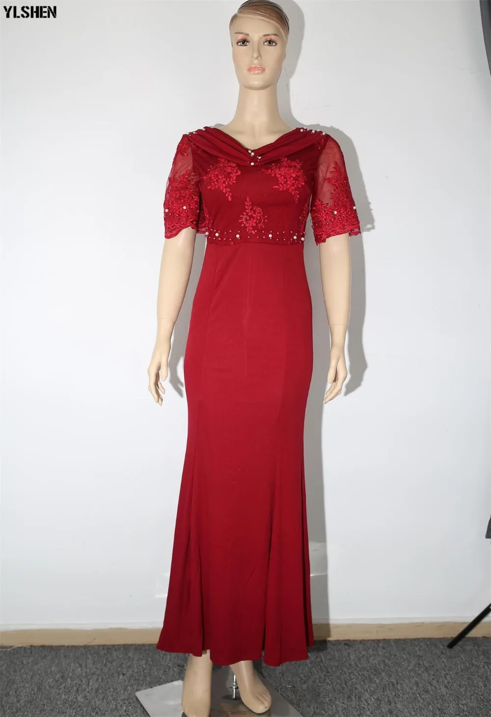 New African Dresses for Women Dashiki Lace Embroidered Beaded African Gown Dress Clothes Bazin Riche Sexy Slim Long Africa Dress 05