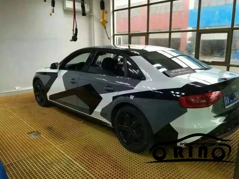 Best Price Pixel Camo Vinyl Zwart Wit Grijs Auto Wrap Sticker Grote Arctic Camouflage Film Auto Sticker Air Gratis Bubble 1.52X5/10/15/20/25/30 m