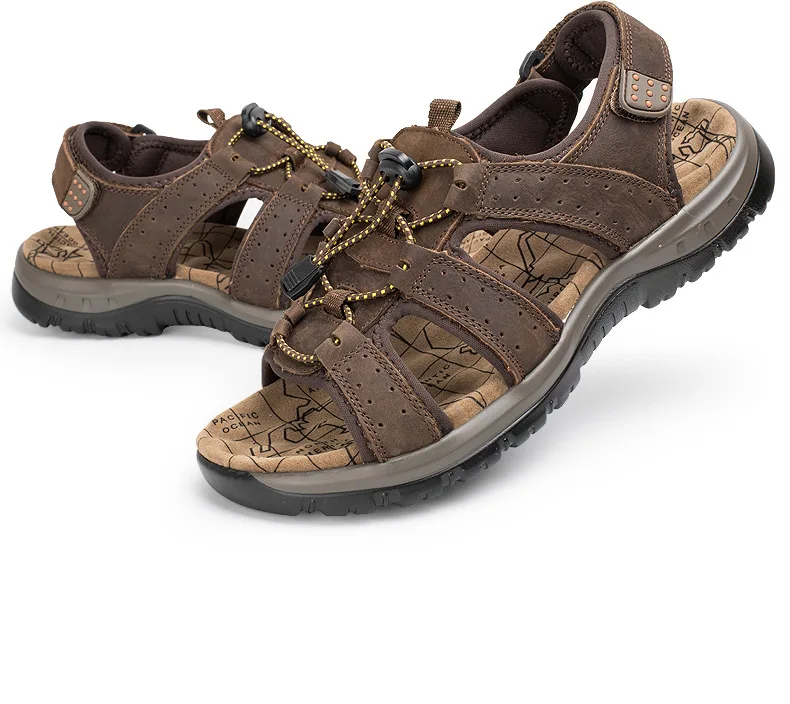 Летние мужские сандалии из натуральной воловьей кожи ручной работы; сандалии-шлепанцы; Sandalias Hombre; дышащая пляжная обувь