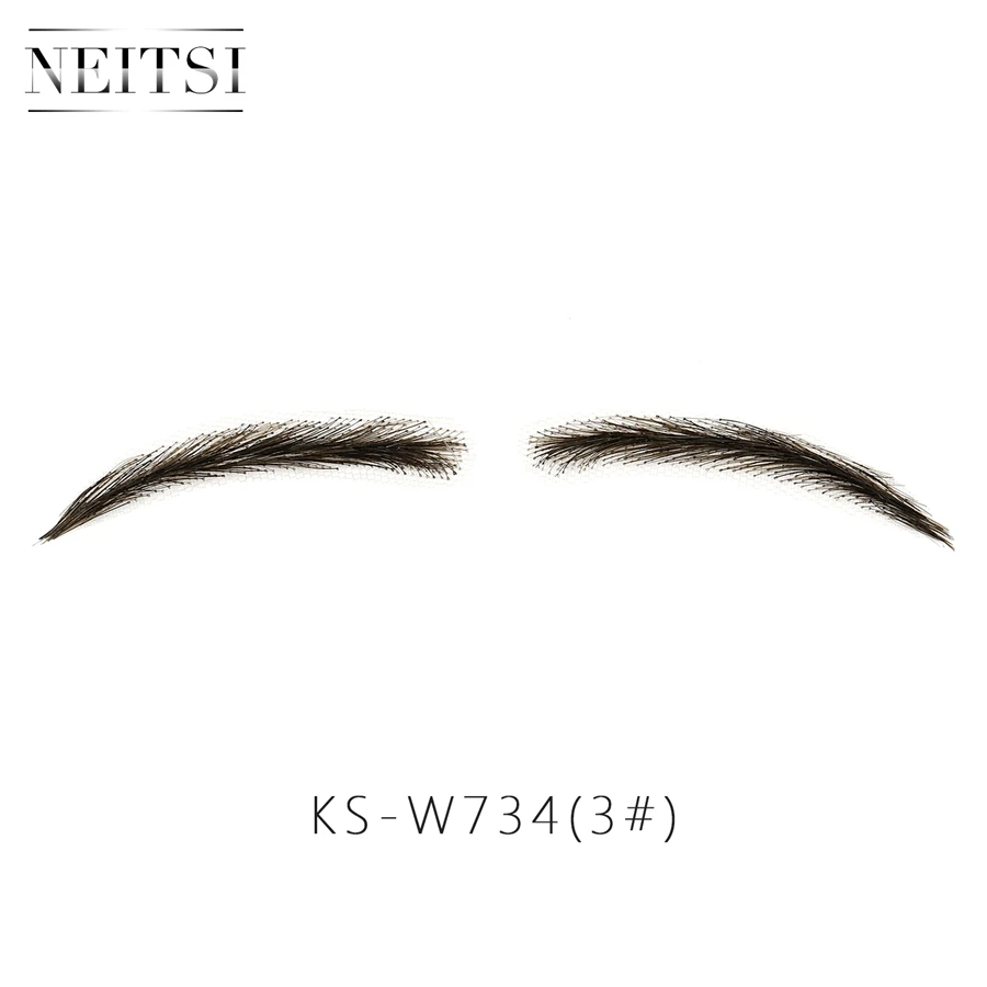 Neitsi женщина одна пара Handtied человеческие волосы поддельные брови кружевная основа