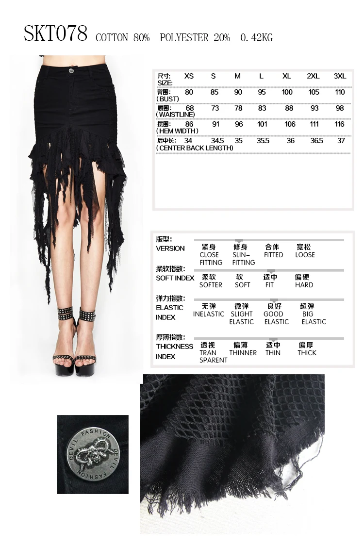 SKT078 SIZE CHART