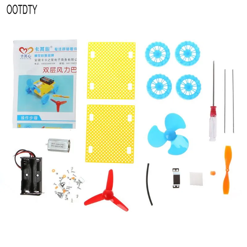 

Creative DIY Assembled Mini Fan Wind Powered Car Model Science Experiment Kids Children Educational Toys