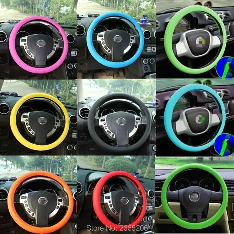 

Car styling Leather Texture Auto Silicone Steering Wheel Cover for Cadillac srx cts ats escalade sts dts bls accessories