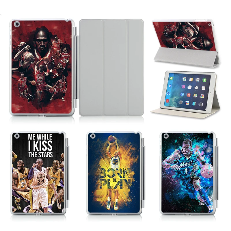 

Foldable Flip Cases For Funda iPad Air Cover Stand Tablet Design Leather Cover For Apple iPad 5 Air Smart Case Printed MJ Kobe