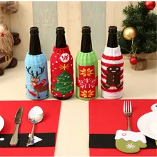 Рождественская бутылка вина Чехлы рождественские кармашки для столовых приборов украшения снеговик Праздничная Вечеринка домашний Декор Рождественская шапка Санты 4 цвета
