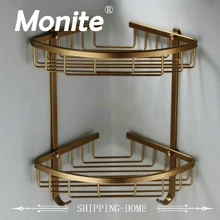 Bathroom Shelves Shampoo Holder Double deck Shelf Wall Mount 2 Layer Bathroom Corner font b Rack