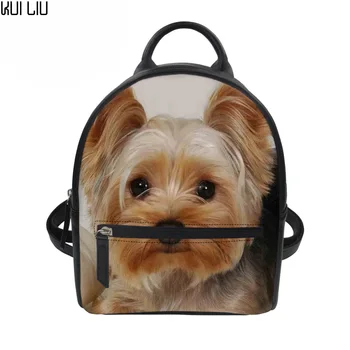 

Custom Mini Backpacks Women PU Leather Shoulder Backpack for Female Yorkshike Terrier Printed Small Bagpack Girls Kids Back Pack