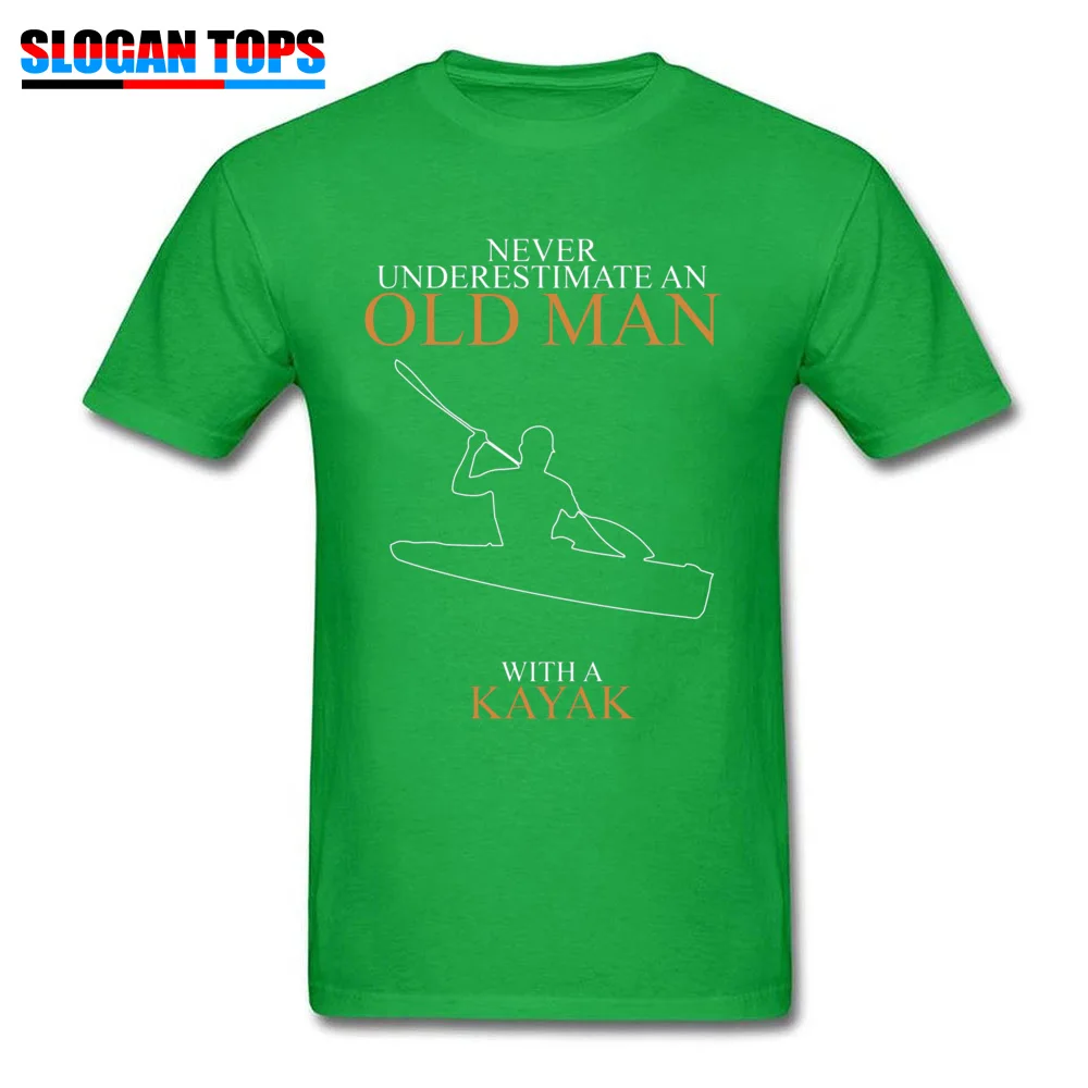 Custom T-shirts Graphic Crewneck Print All Cotton Mens Tops Shirt Casual Short Sleeve Tops Shirts Drop Shipping Never Underestimate An Old Man Kayak T shirts 21069 green