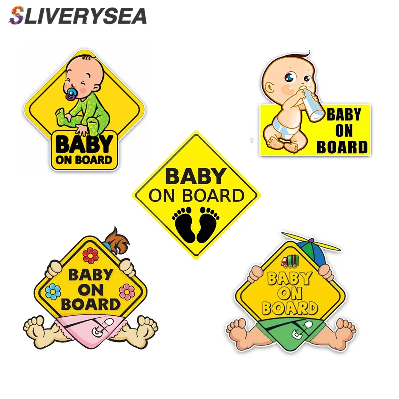 

SLIVERYSEA Car Sticker Lovely Cartoon BABY ON BOARD Colored Graphic Decoration