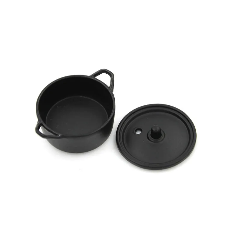 1/12 دمية أثاث مصغر المطبخ سبائك النحاس وعاء مع غطاء مسرحية الأثاث لعب للأطفال طفل