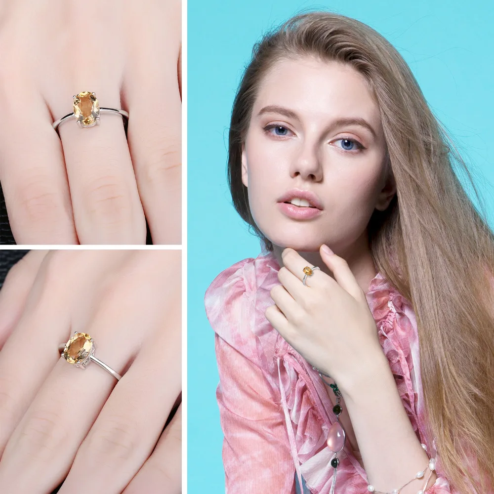 Jewelrypalace Овальный 1.1ct натуральный цитрин камень пасьянс кольцо стерлингового
