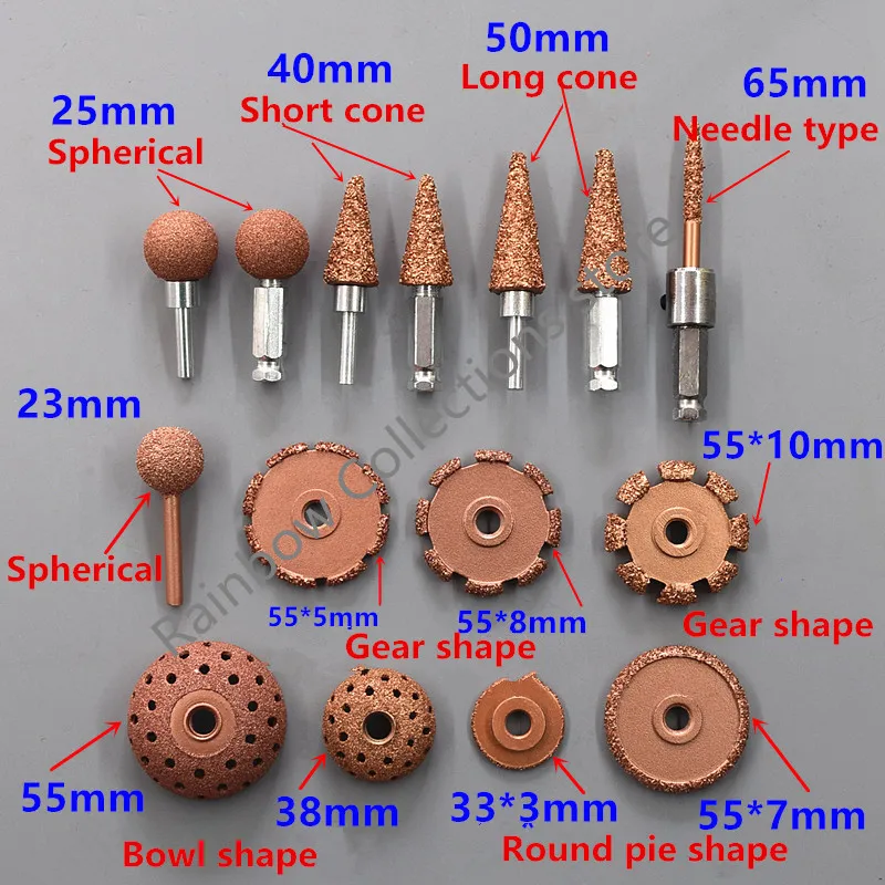 

40/50/65mm Tire repair grinding coarse Gravel polishing head Low/High speed Cone pneumatic grinding head pneumatic head