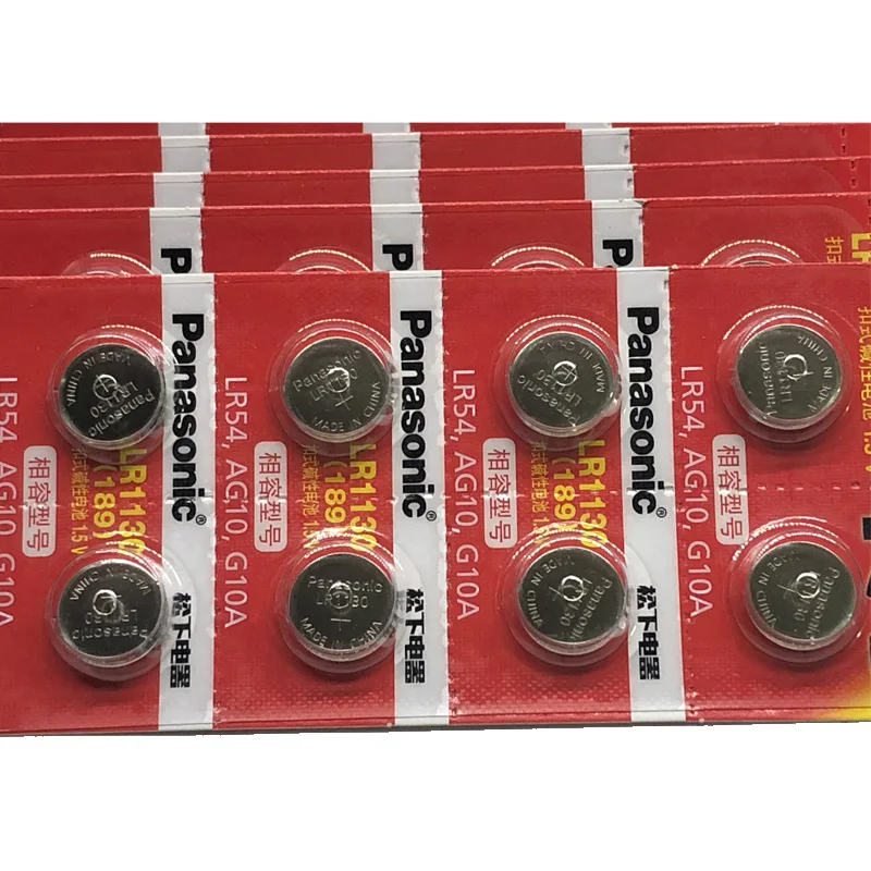 500pcs/lot 100% Original Panasonic 1.5V AG10 LR1130 Alkaline Button Coin Cell Battery AG10 389 LR54 SR54 SR1130W 189 LR1130
