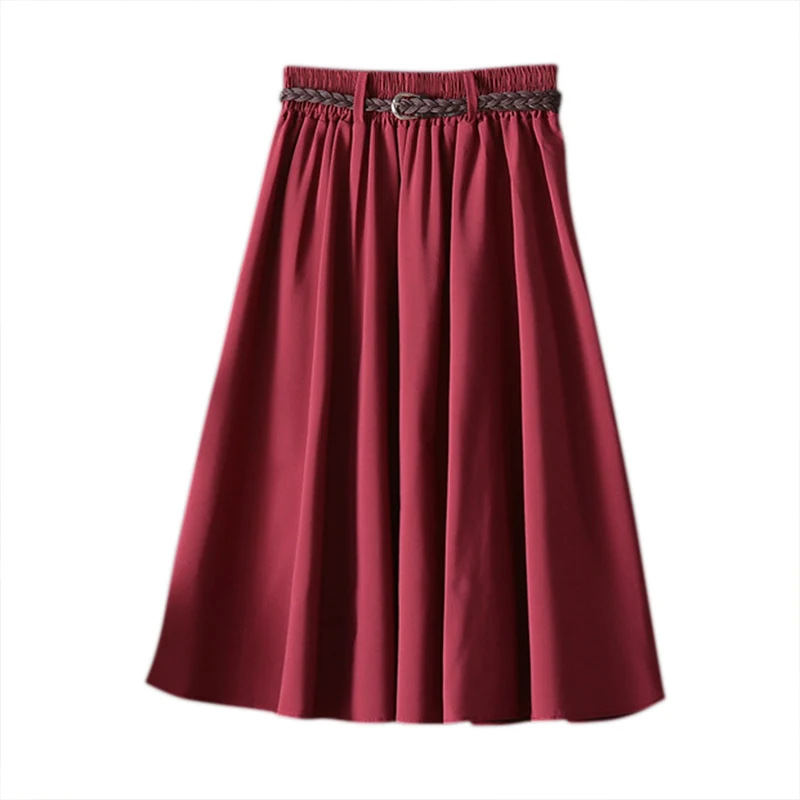 Элегантная женская плиссированная юбка с высокой талией, винтажная модная трапециевидная Женская юбка - Цвет: R