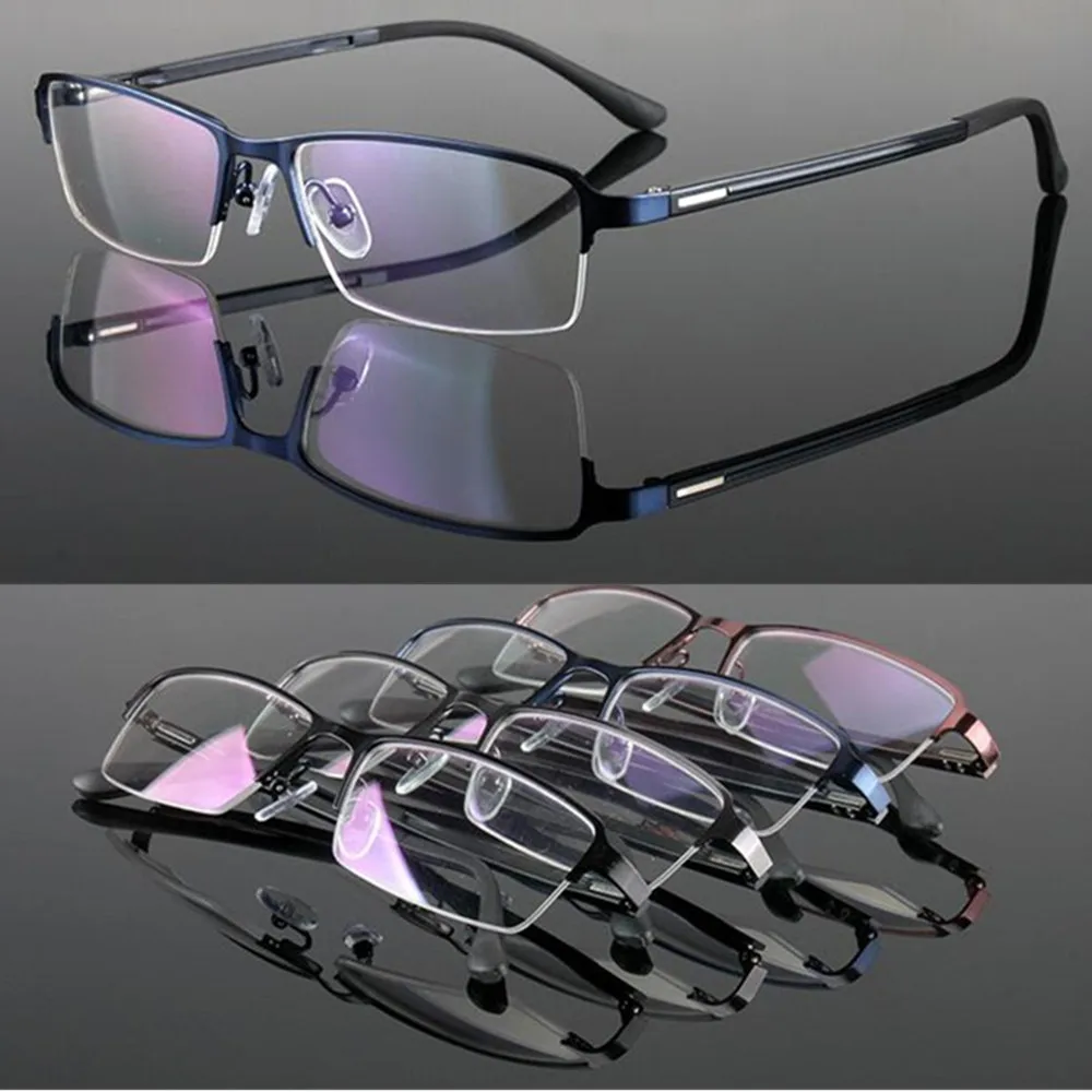 Tr90 Memory Titanium Reading Glasses Half Rimless 50 75 100 125 