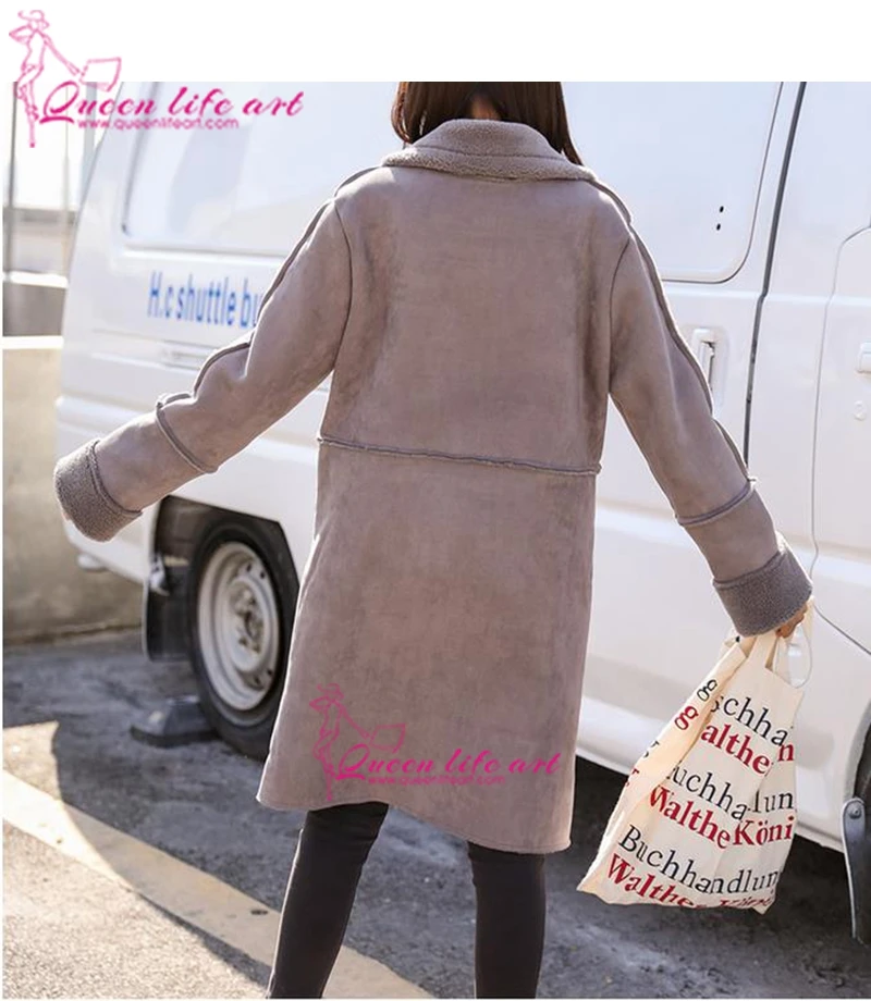 Flocage Cardigan rose Plus Fourrure Daim Confortable Hiver Faux Peau Manteau De Survêtement La Agneaux Taille Pourpre Laine Doux
