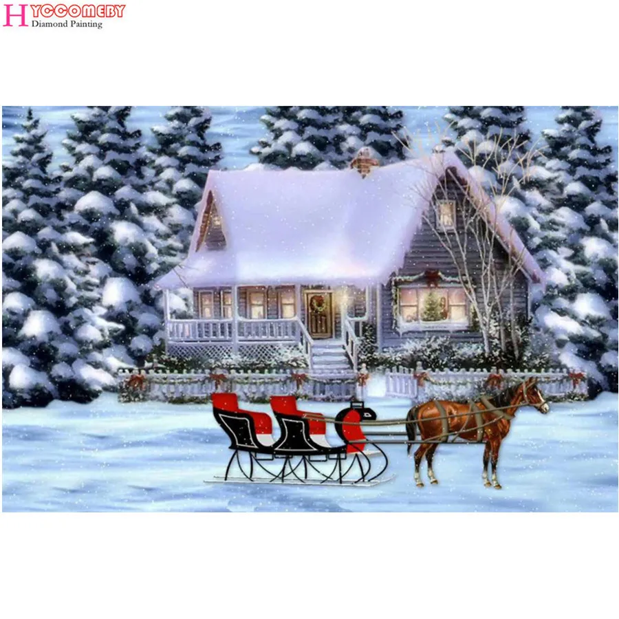 5D round square Diamond Painting Winter snow scene DIY full Diamond