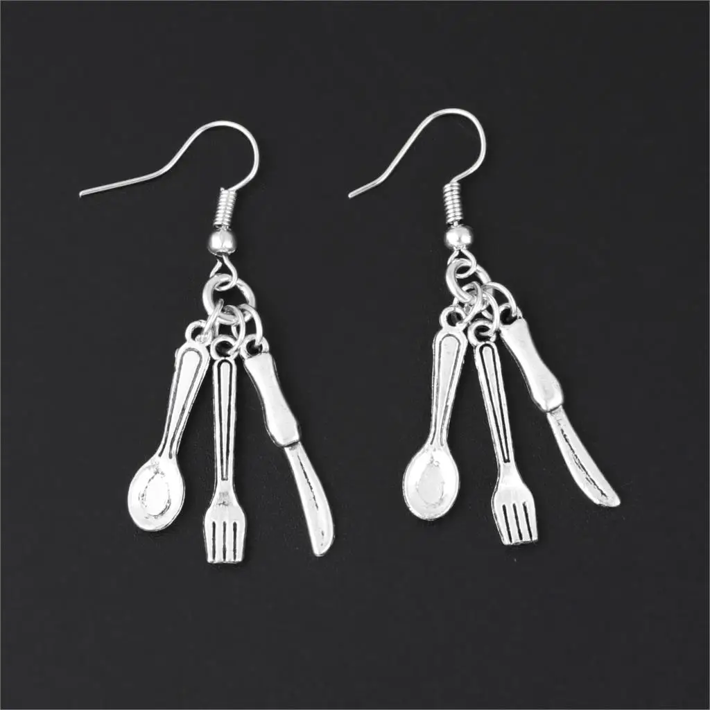 

1Pair Vintage Knife Fork And Spoon Earrings Family Dinner Pedant Fit Restaurant Worker Gift Pendientes Jewelry Wholesale E2701