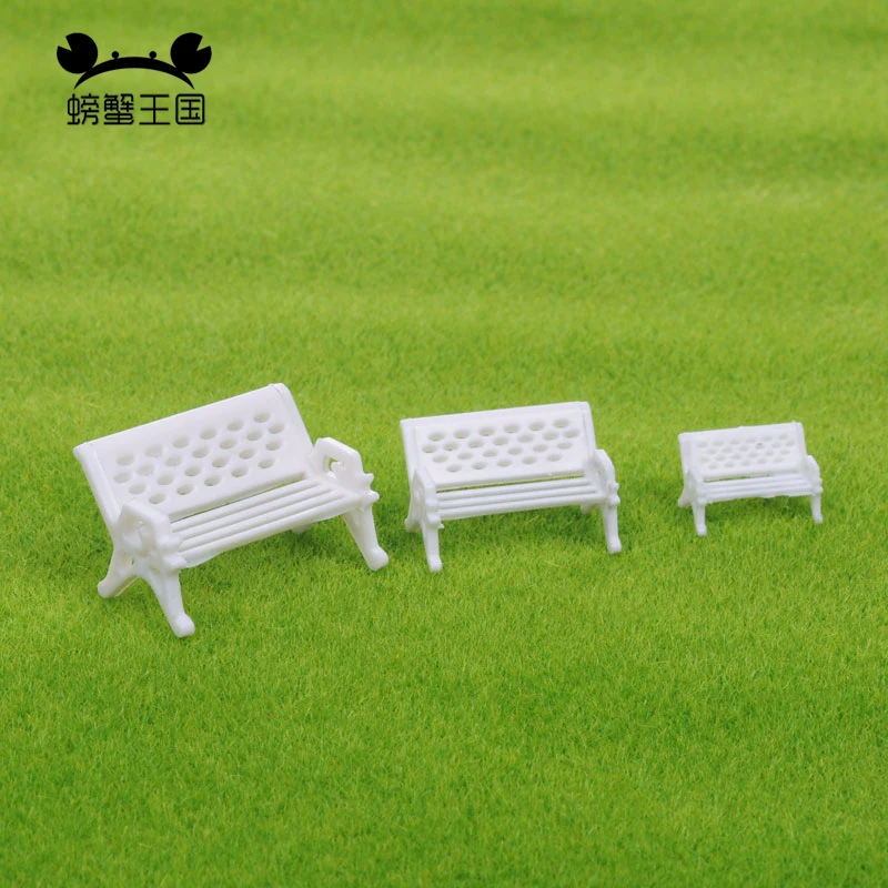 

20pcs/lot 1:50 1:75 1:100 Architectural Miniature White Plastic HO N scale Building Model garden park bench for diorama