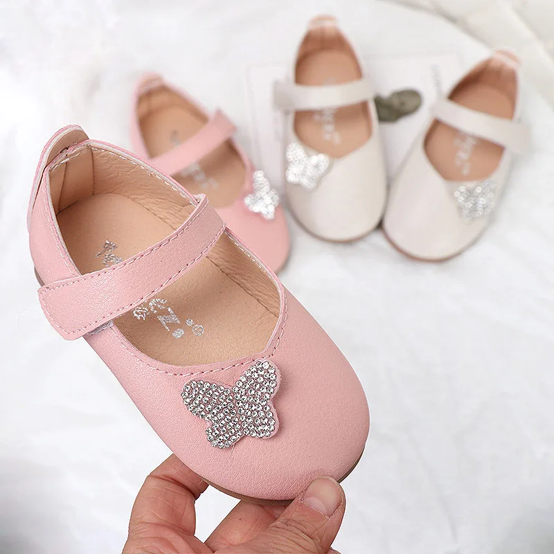 

Spring Autumn Girls Shoes Baby Princess Shoes Crystal Toddlers Shoes Leather Single Shoes For Kids Little Girl Flats 0-5 Years
