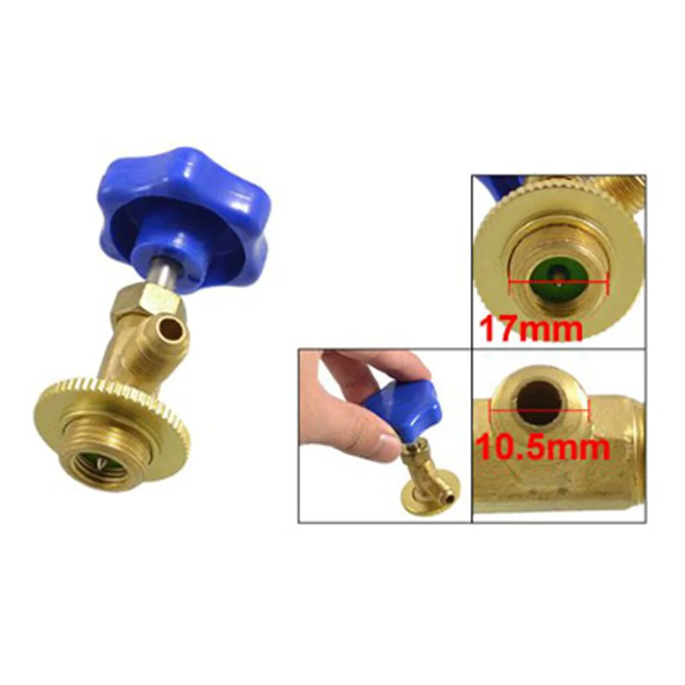 Blue Gold Tone Screw On Can Tap Valve Opener for R12 Refrigerant 
