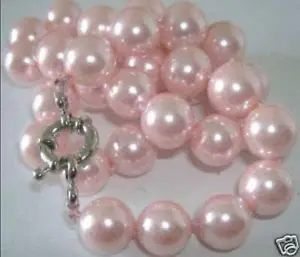 Beautiful! 8mm Pink South Sea Shell Pearl Necklace 18″