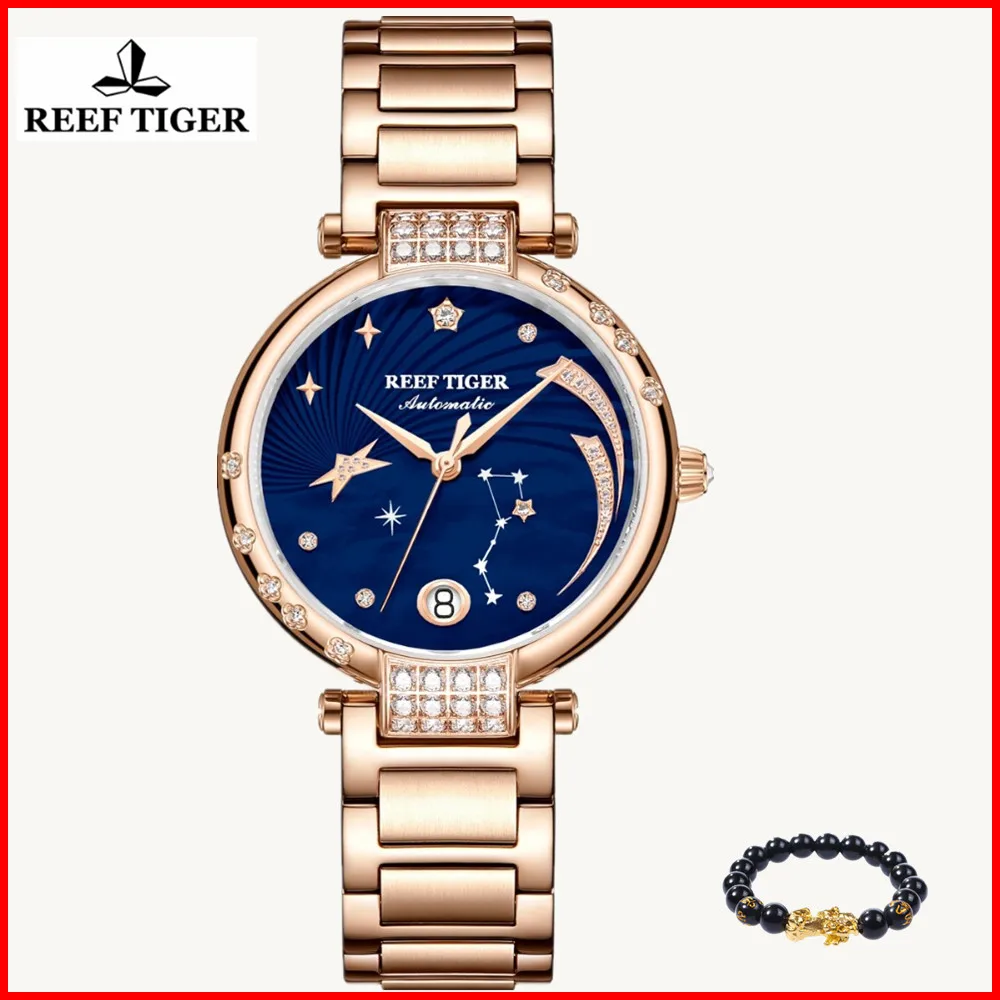 Reef Tiger/RT Роскошные модные автоматические часы Reloj Mujer женские бриллиантовые с