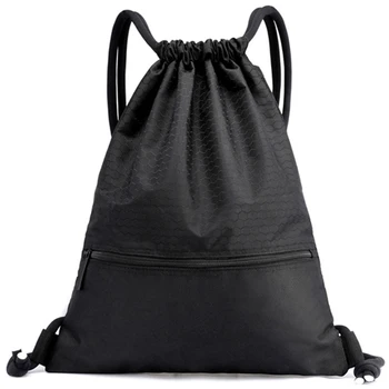 

Outdoor Women Men Nylon Black Ultralight Backpack Football Basketball Bag String Drawstring Hunting Hiking Gym Sport Bags