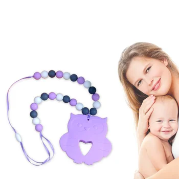 

European Style Fashion Color Baby Molar Safety Accessories Teether Food Grade Silicone Baby Molar Necklaces
