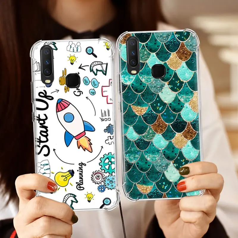 

Shockproof Phone Case For Vivo Y17 / Y3 / Y15 / Y12 Cute Cartoon Art Painted TPU Silicone Soft Case